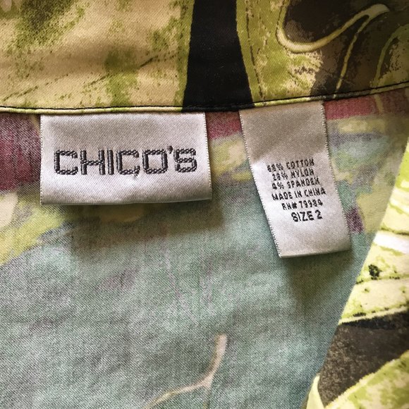 CHICO'S Allover Floral Plant Print Blazer Jacket Long Sleeve sz 2/L/12 - Picture 3 of 6